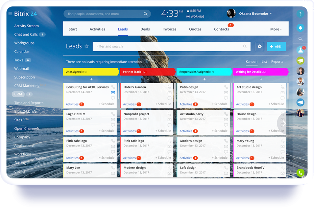Intégrateur CRM Affichage de bitrix24 format kanban de la solution Bitrix24-MonCRM